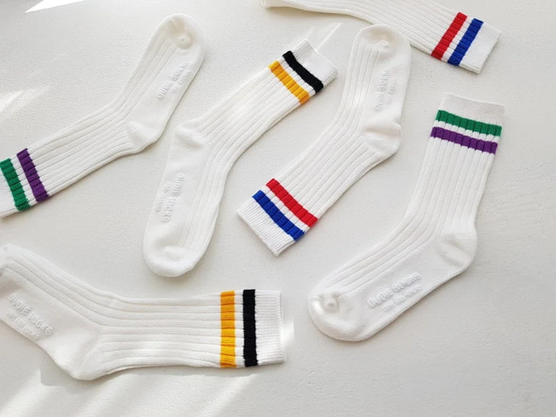 Dudie - Korean Children Fashion - #minifashionista - Two Line Socks - 7