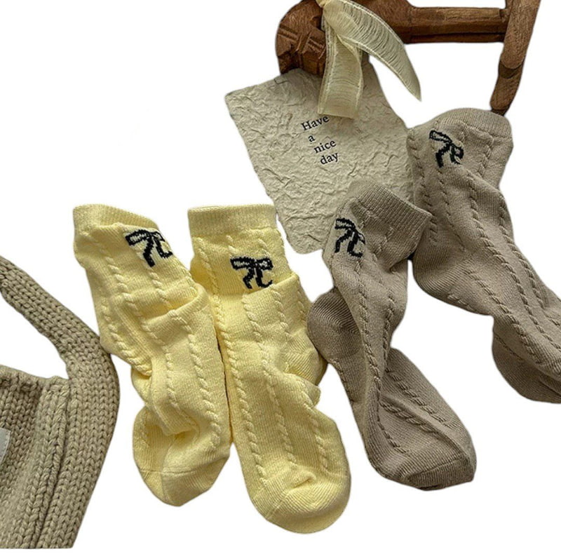 Dudie - Korean Children Fashion - #minifashionista - Twist Ribbon Socks - 11