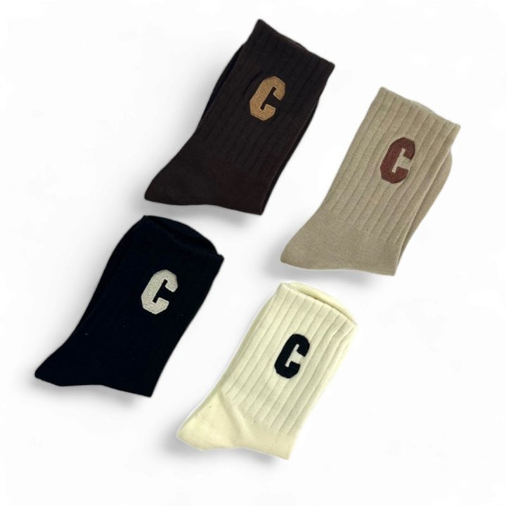 Dudie - Korean Children Fashion - #minifashionista - C Logo Socks - 10