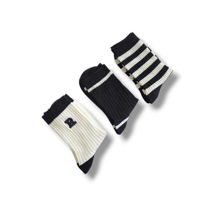 Dudie - Korean Children Fashion - #minifashionista - R Small Line Socks - 12