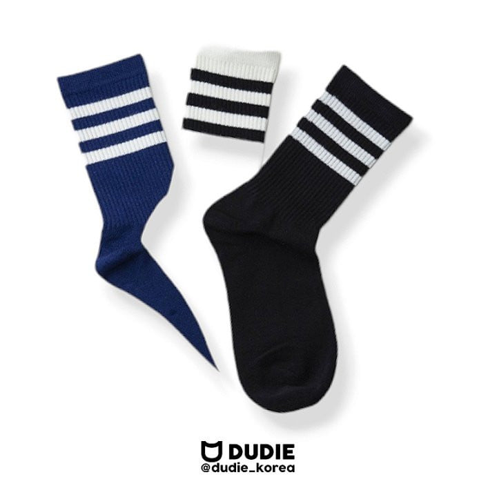 Dudie - Korean Children Fashion - #prettylittlegirls - Three Lines Socks - 10