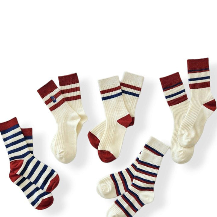 Dudie - Korean Children Fashion - #stylishchildhood - Red Blue Socks - 7