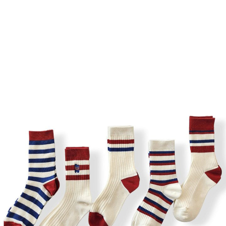 Dudie - Korean Children Fashion - #todddlerfashion - Red Blue Socks - 5