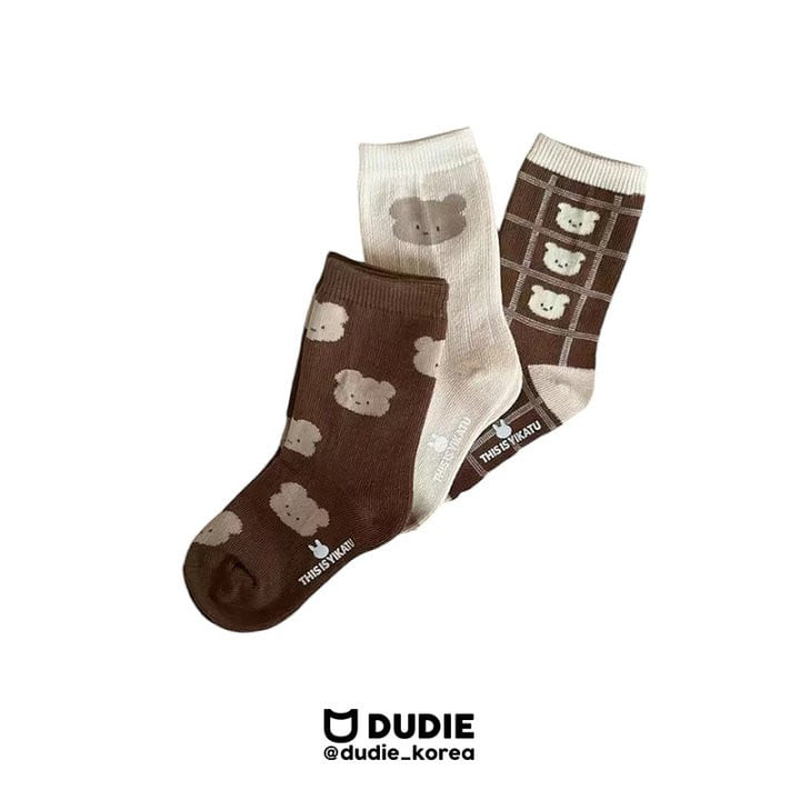 Dudie - Korean Children Fashion - #todddlerfashion - Bear Socks