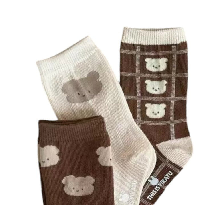 Dudie - Korean Children Fashion - #toddlerclothing - Bear Socks - 2