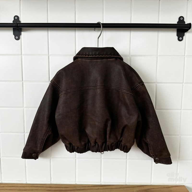 Ellymolly - Korean Children Fashion - #Kfashion4kids - Pigment Leather Blouson - 6