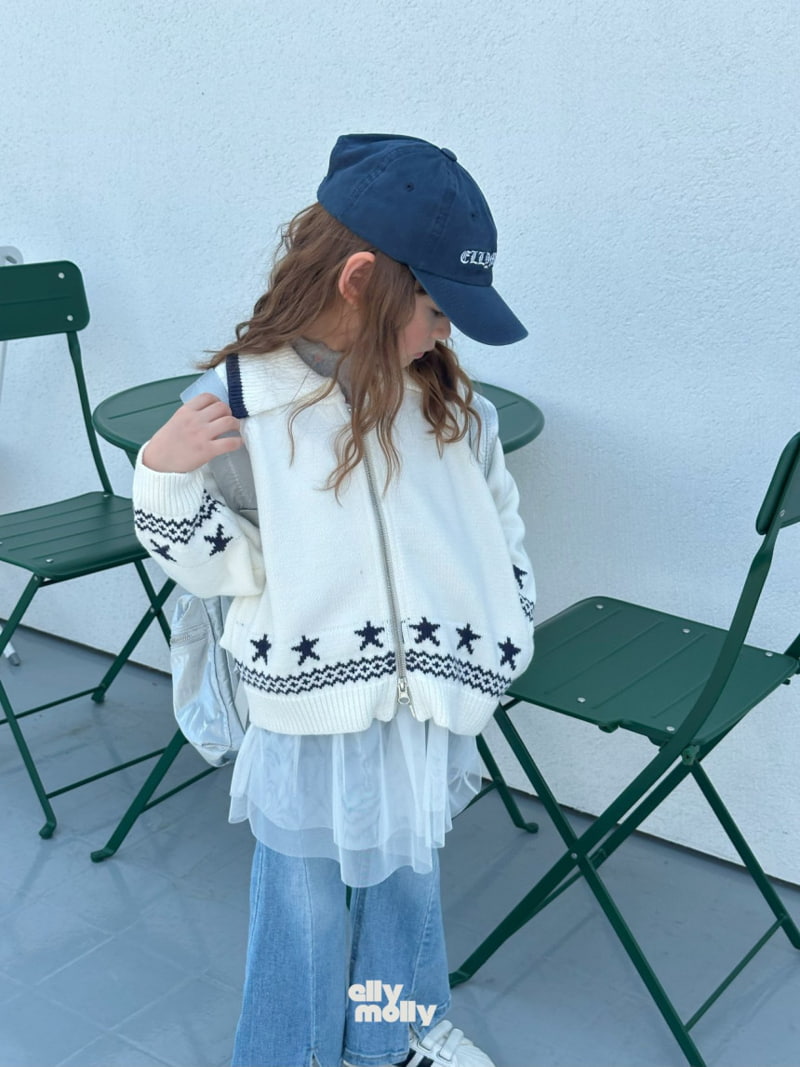 Ellymolly - Korean Children Fashion - #prettylittlegirls - Star Knit Zip-up - 4