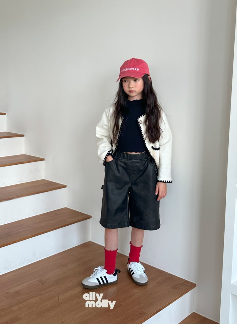 Ellymolly - Korean Children Fashion - #childrensboutique - Pigment Leather Carpender Shorts - 4