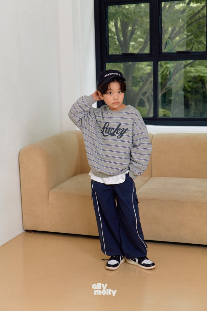 Ellymolly - Korean Children Fashion - #kidsshorts - Lucky Stripe Sweatshirts - 3