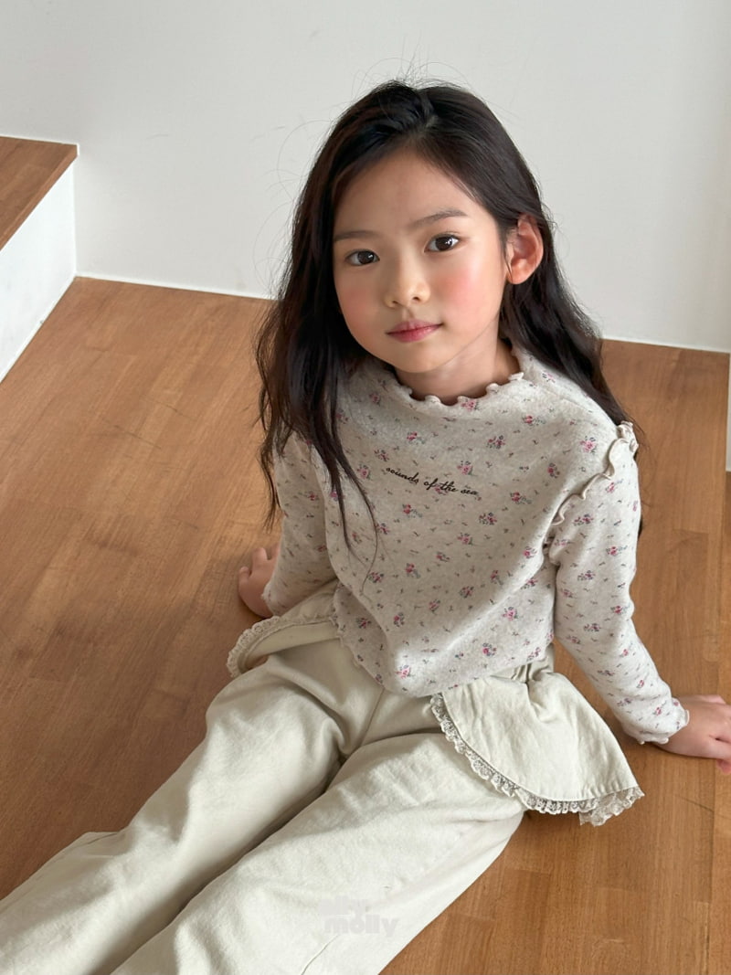 Ellymolly - Korean Children Fashion - #kidzfashiontrend - Sand Flower Wave Tee - 6