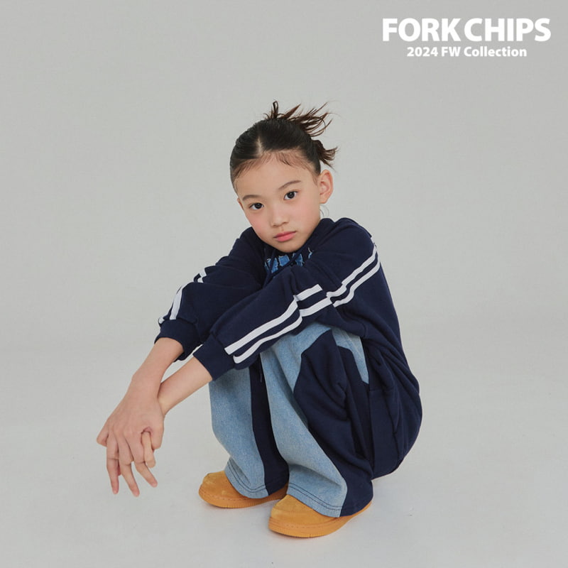 Fork Chips - Korean Children Fashion - #Kfashion4kids - Love Mix Denim Pants - 3