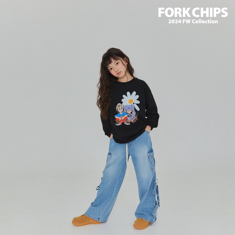 Fork Chips - Korean Children Fashion - #designkidswear - Celeb Ribbon Denim Pants - 2