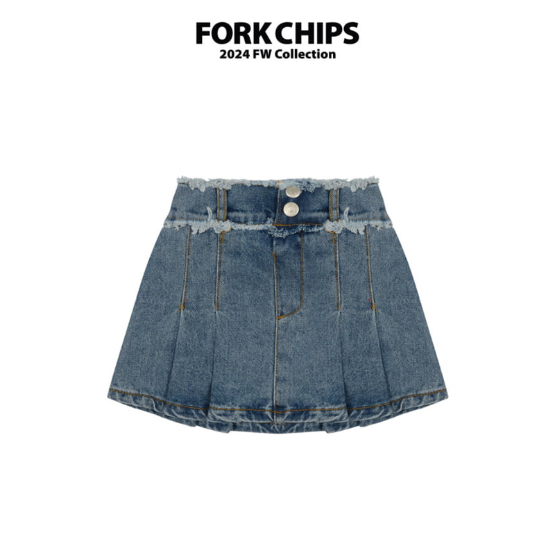 Fork Chips - Korean Children Fashion - #designkidswear - Over Denim Skirt