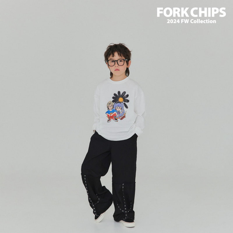 Fork Chips - Korean Children Fashion - #designkidswear - Cross Eyelet Pants - 3