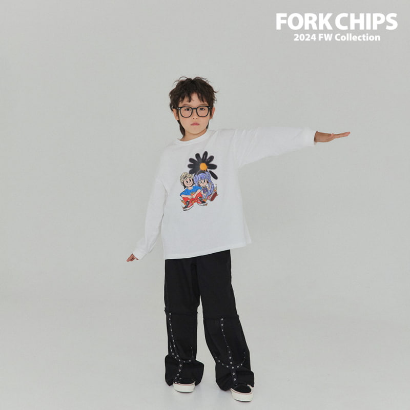 Fork Chips - Korean Children Fashion - #designkidswear - Cross Eyelet Pants - 4