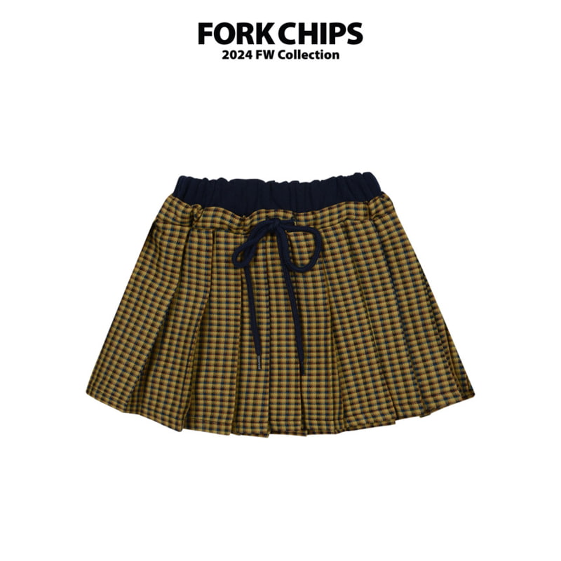 Fork Chips - Korean Children Fashion - #discoveringself - Over Wrap Check Skirt