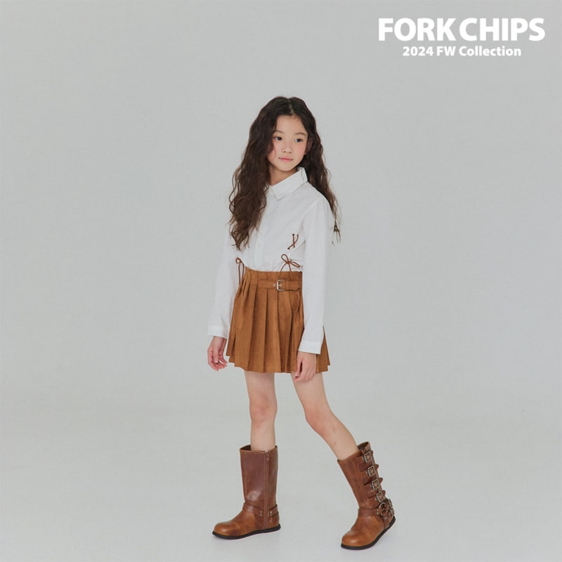 Fork Chips - Korean Children Fashion - #fashionkids - Smooth Belt Skirt - 11