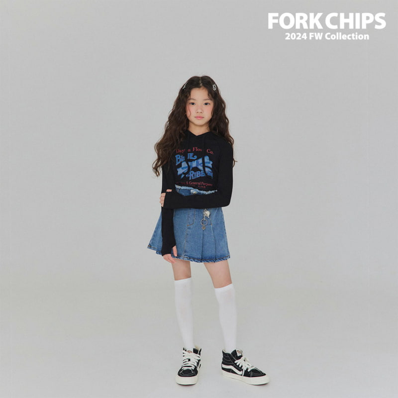 Fork Chips - Korean Children Fashion - #fashionkids - Over Denim Skirt - 3