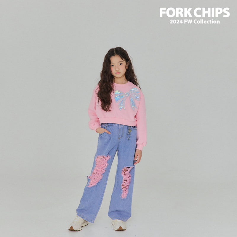 Fork Chips - Korean Children Fashion - #fashionkids - Punky Vintage Denim Pants - 3