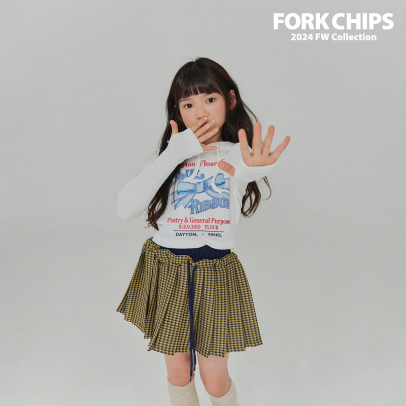 Fork Chips - Korean Children Fashion - #fashionkids - Over Wrap Check Skirt - 2