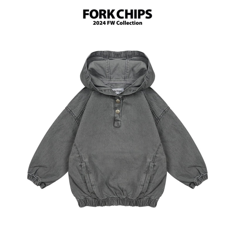 Fork Chips - Korean Children Fashion - #fashionkids - Canvas Denim Hood Top