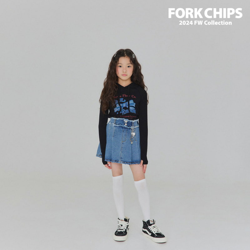 Fork Chips - Korean Children Fashion - #fashionkids - Over Denim Skirt - 4