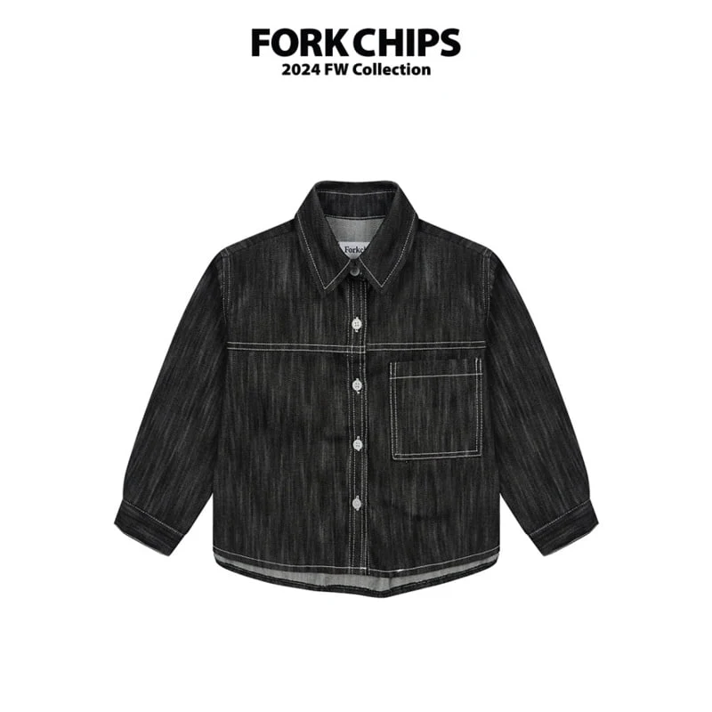 Fork Chips - Korean Children Fashion - #kidsshorts - Ov Stitch Shirt