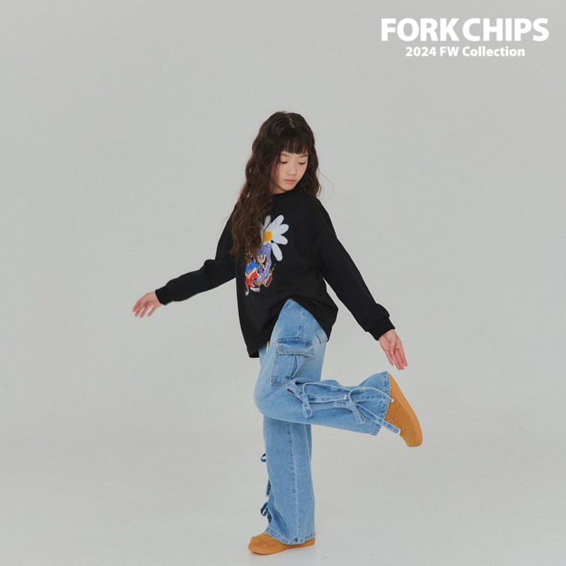 Fork Chips - Korean Children Fashion - #kidsstore - Celeb Ribbon Denim Pants - 6