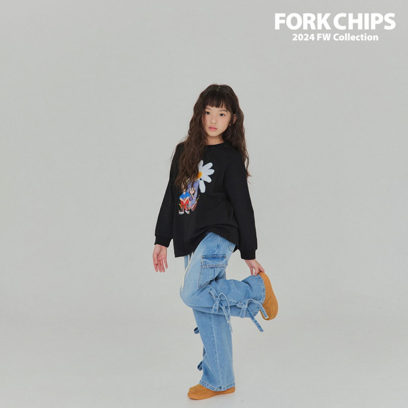 Fork Chips - Korean Children Fashion - #kidzfashiontrend - Celeb Ribbon Denim Pants - 7