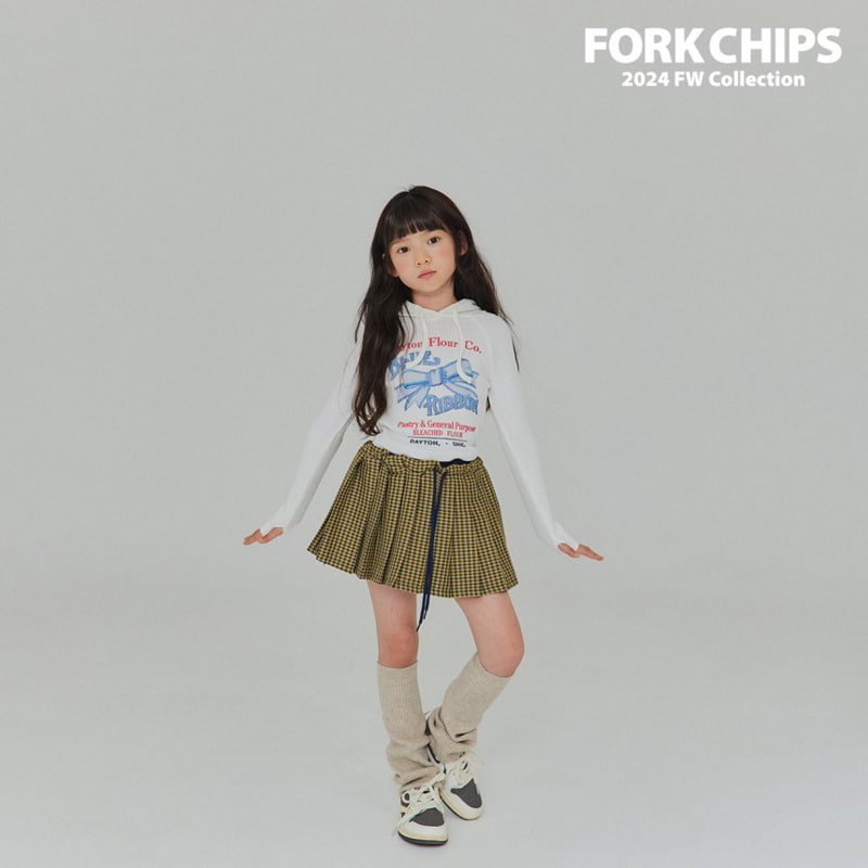 Fork Chips - Korean Children Fashion - #kidzfashiontrend - Over Wrap Check Skirt - 5