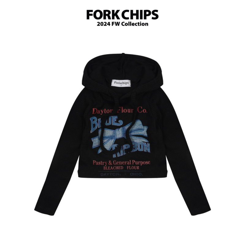 Fork Chips - Korean Children Fashion - #littlefashionista - Blue Ribbon Hood Top - 2