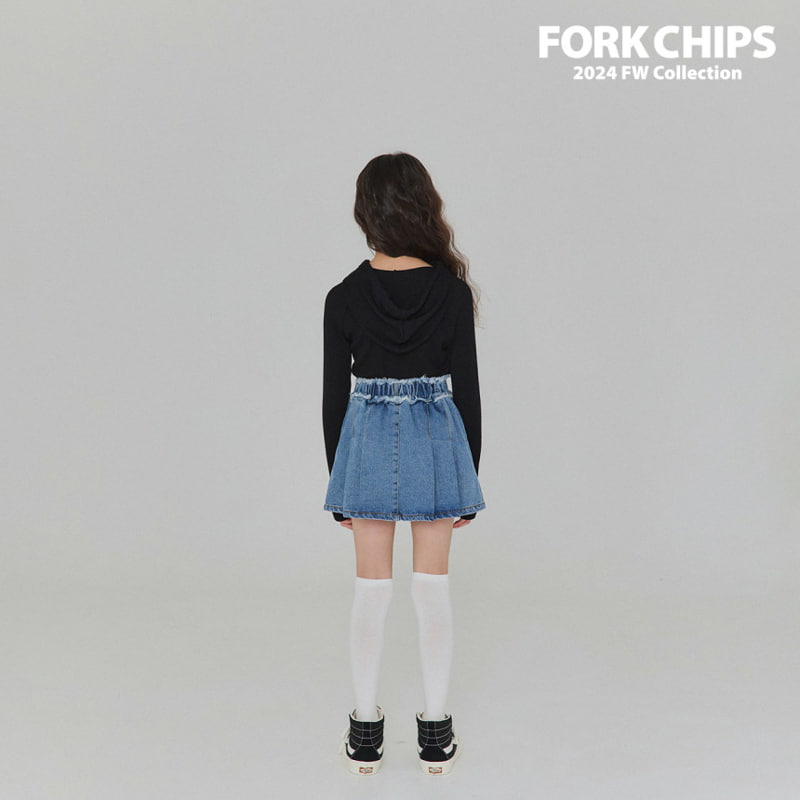 Fork Chips - Korean Children Fashion - #littlefashionista - Over Denim Skirt - 8