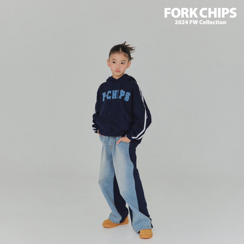 Fork Chips - Korean Children Fashion - #Kfashion4kids - Love Mix Denim Pants - 4