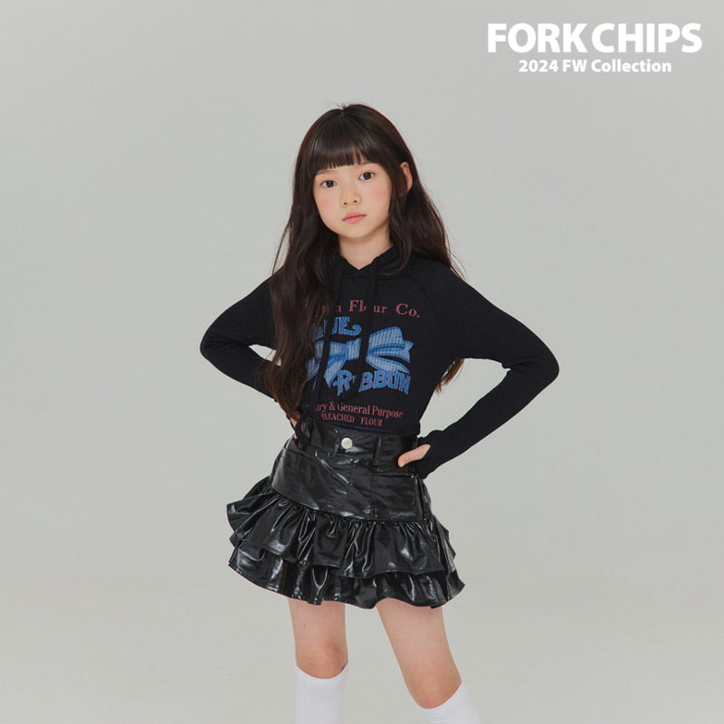 Fork Chips - Korean Children Fashion - #magicofchildhood - Blue Ribbon Hood Top - 3