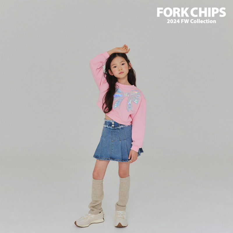 Fork Chips - Korean Children Fashion - #magicofchildhood - Over Denim Skirt - 9