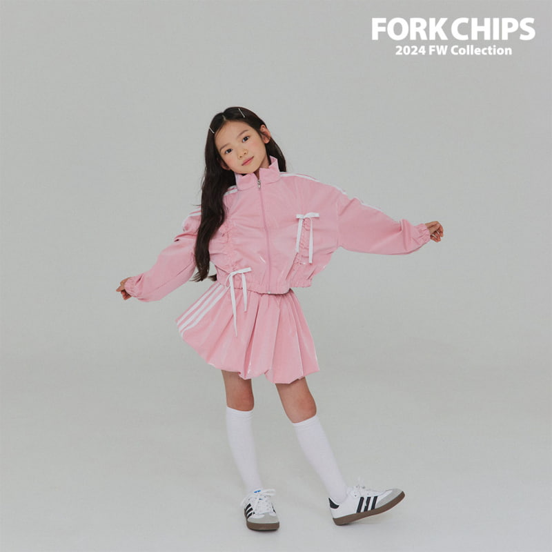 Fork Chips - Korean Children Fashion - #magicofchildhood - Silky Tape Zip-up - 3