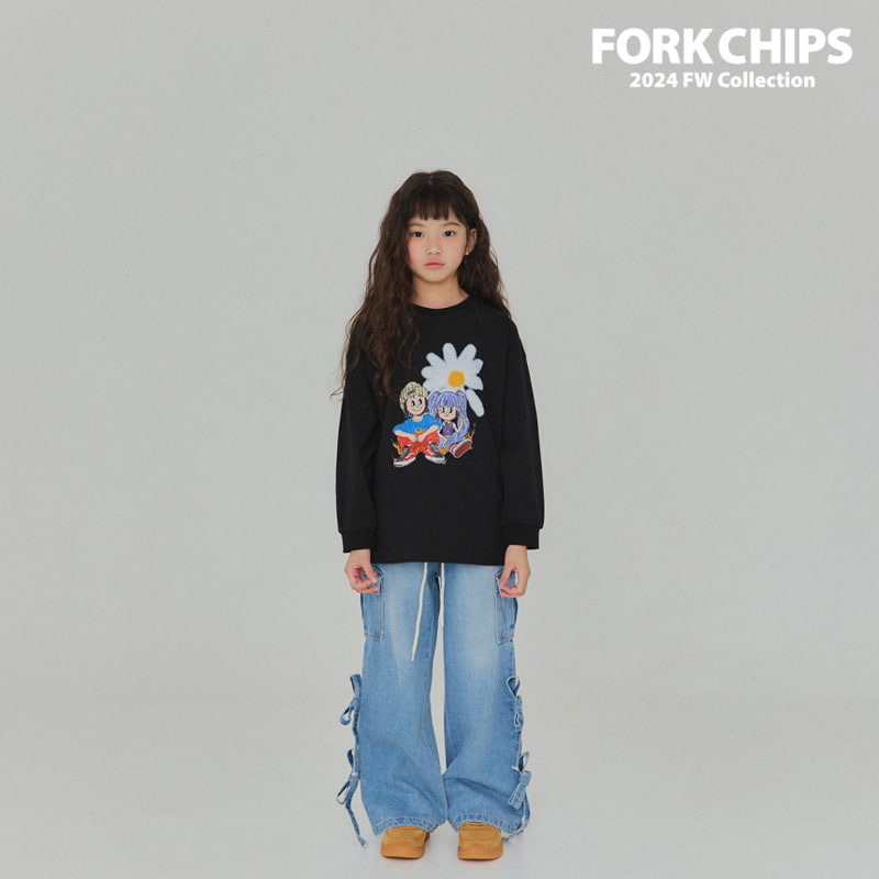 Fork Chips - Korean Children Fashion - #minifashionista - Celeb Ribbon Denim Pants - 11