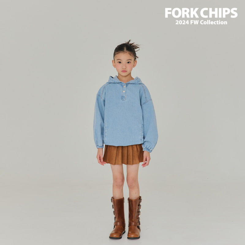 Fork Chips - Korean Children Fashion - #minifashionista - Canvas Denim Hood Top - 8