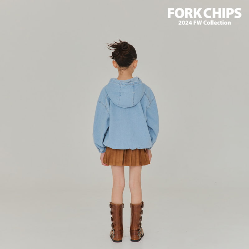 Fork Chips - Korean Children Fashion - #prettylittlegirls - Canvas Denim Hood Top - 9