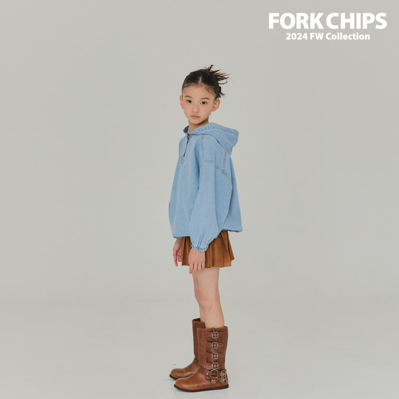 Fork Chips - Korean Children Fashion - #todddlerfashion - Canvas Denim Hood Top - 10