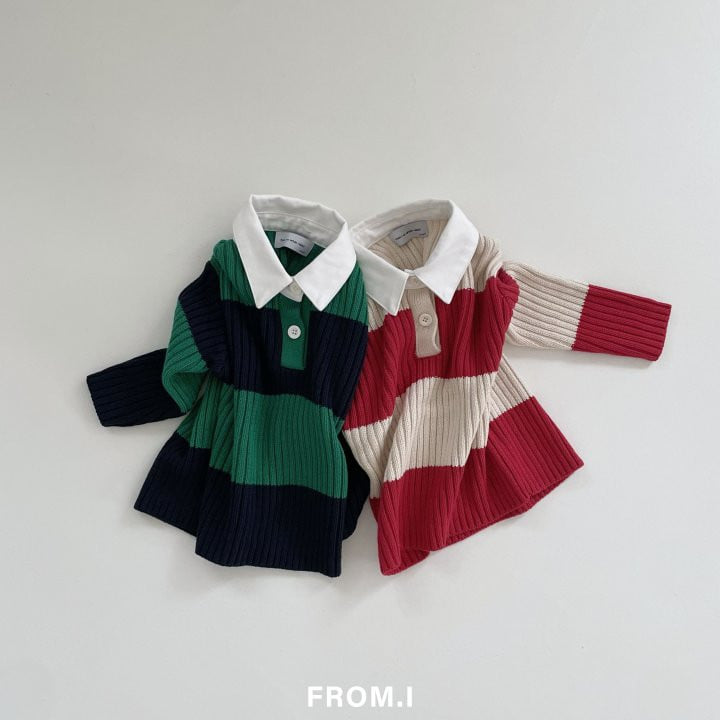 From I - Korean Children Fashion - #childofig - Stripe Collar Knit Pullover