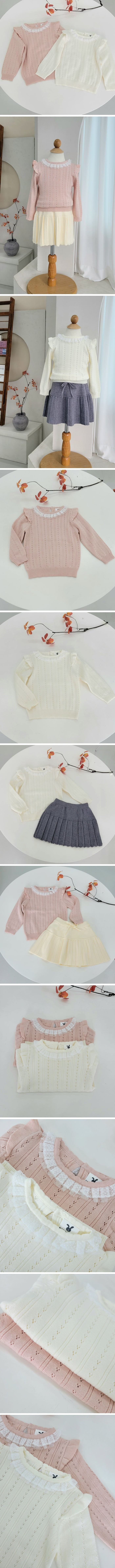 Hanacoco - Korean Children Fashion - #kidsshorts - Lace Frill Knit Pullover