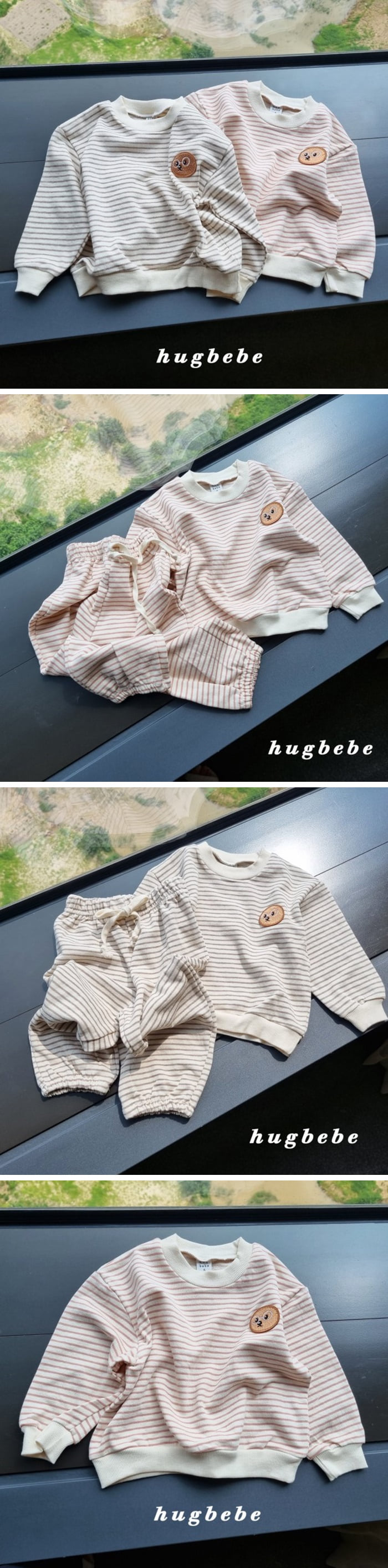 Hug Bebe - Korean Children Fashion - #designkidswear - Galsses Stripe Sweatshirts