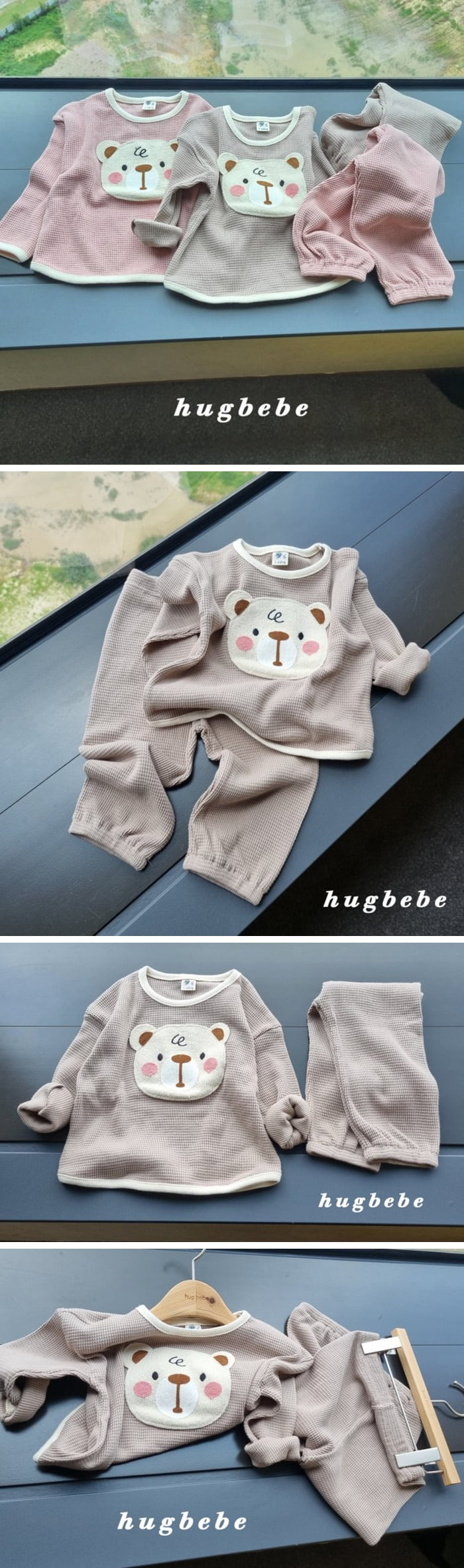 Hug Bebe - Korean Children Fashion - #kidsshorts - Waffle Bear Set