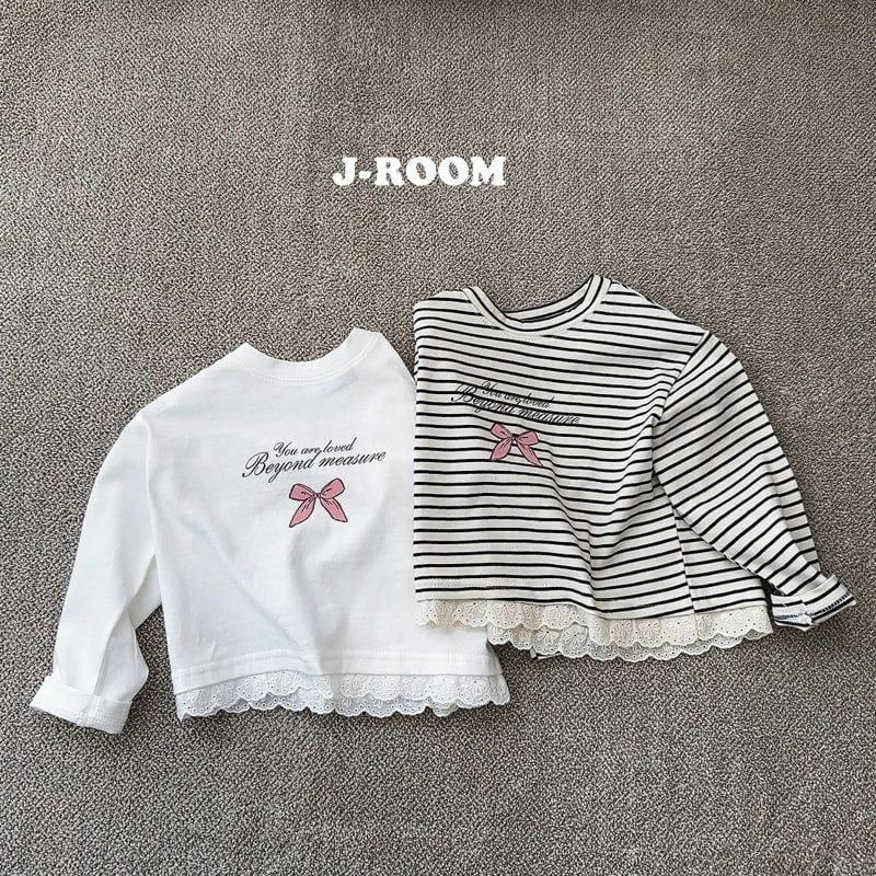 J-Room - Korean Children Fashion - #Kfashion4kids - Lace Crop Stripe Tee