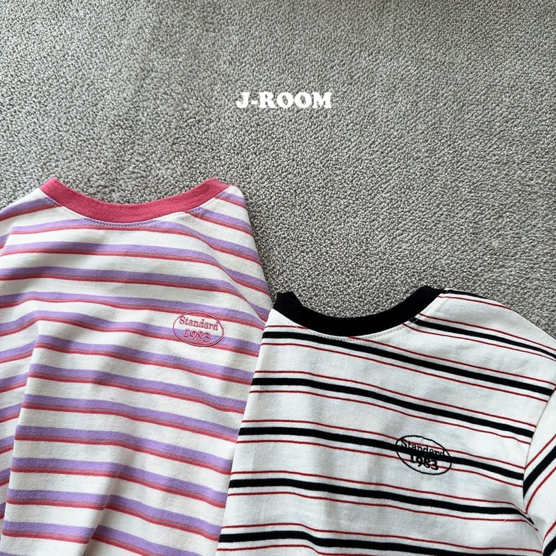 J-Room - Korean Children Fashion - #childofig - Multi Embroidery Stripe Tee - 3