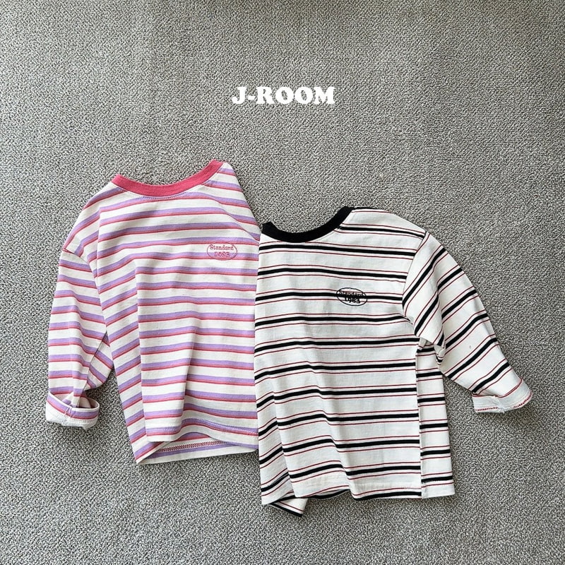 J-Room - Korean Children Fashion - #childofig - Multi Embroidery Stripe Tee - 4