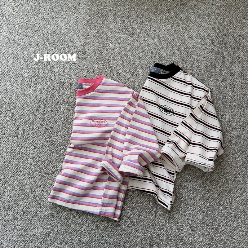 J-Room - Korean Children Fashion - #designkidswear - Multi Embroidery Stripe Tee - 5