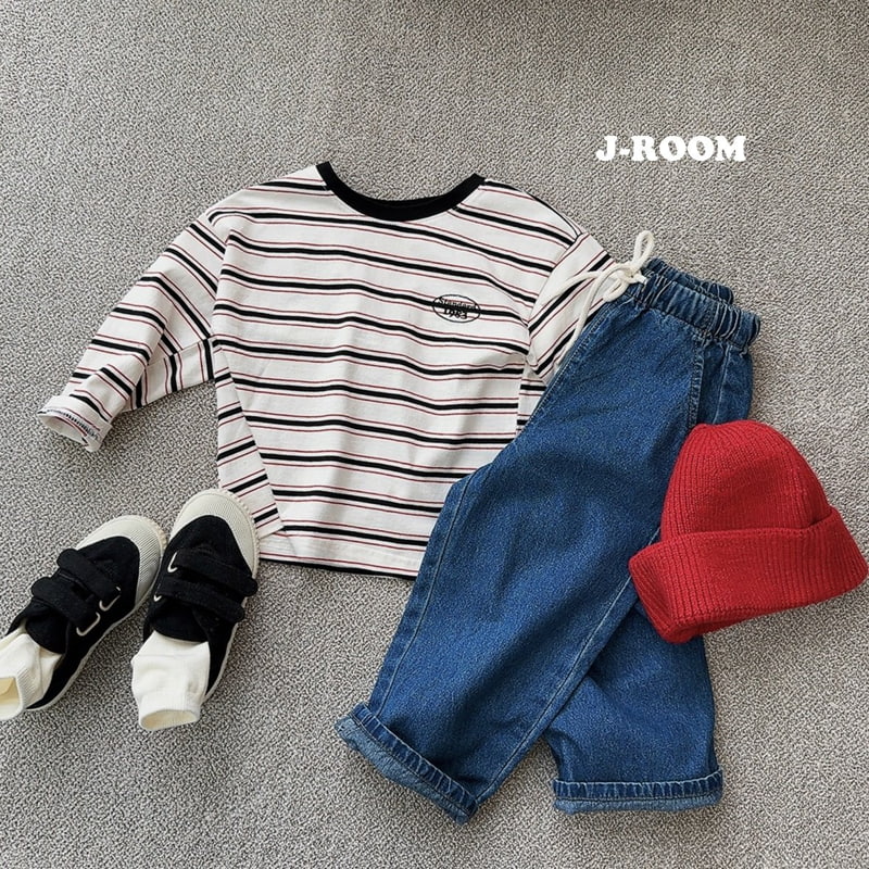 J-Room - Korean Children Fashion - #discoveringself - Multi Embroidery Stripe Tee - 6