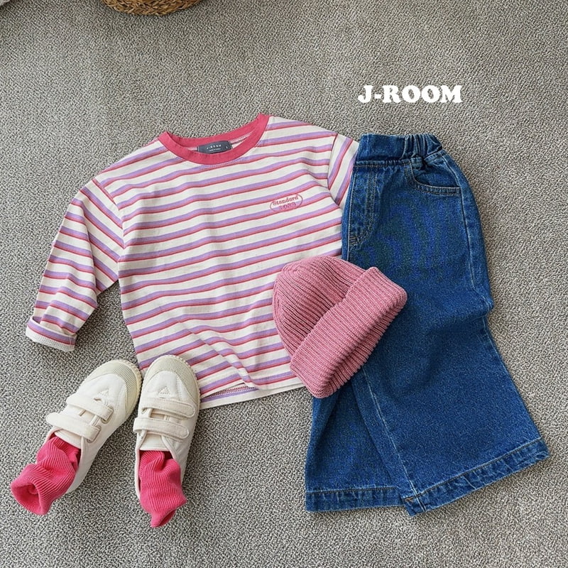 J-Room - Korean Children Fashion - #fashionkids - Multi Embroidery Stripe Tee - 7